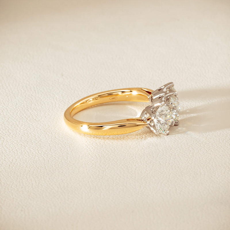 18ct Yellow Gold 2.30ct Diamond Trilogy Ring - Ring - Walker & Hall