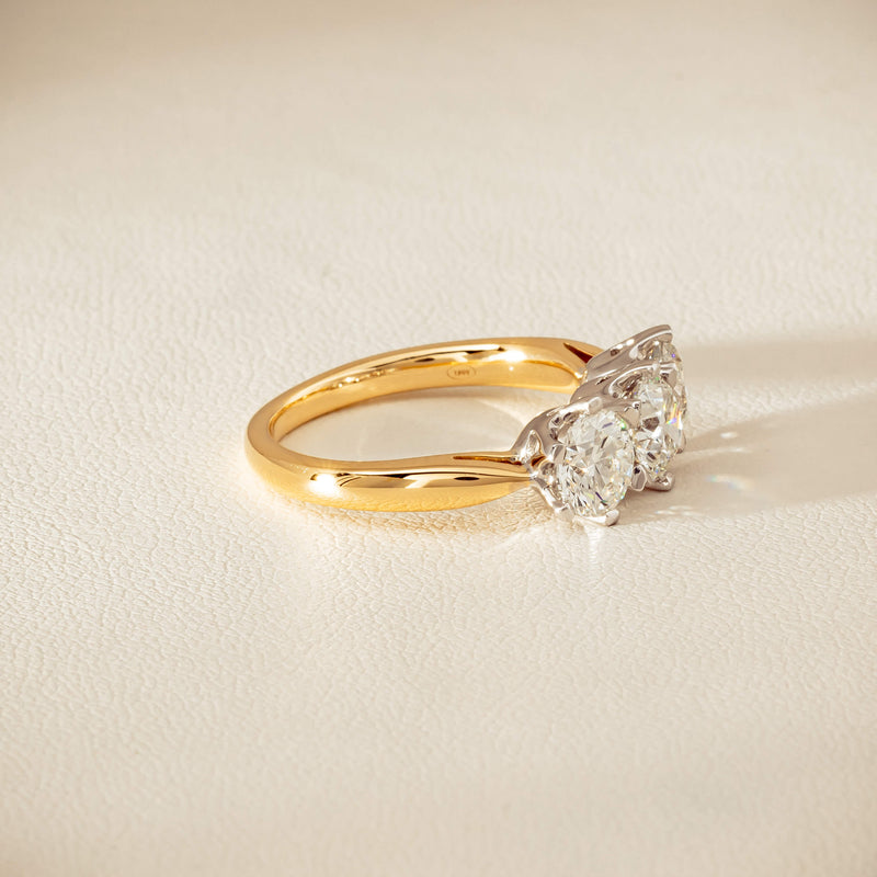 18ct Yellow Gold 2.30ct Diamond Trilogy Ring - Ring - Walker & Hall