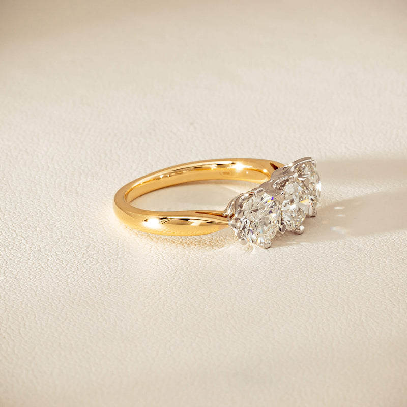 18ct Yellow Gold 2.30ct Diamond Trilogy Ring - Ring - Walker & Hall