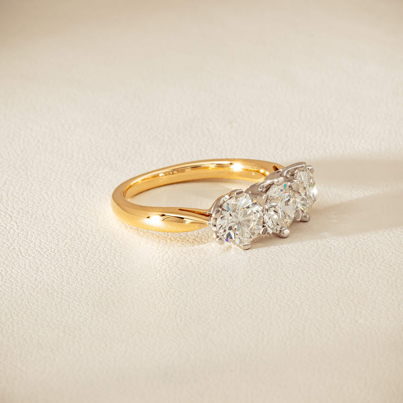 18ct Yellow Gold 2.30ct Diamond Trilogy Ring - Ring - Walker & Hall