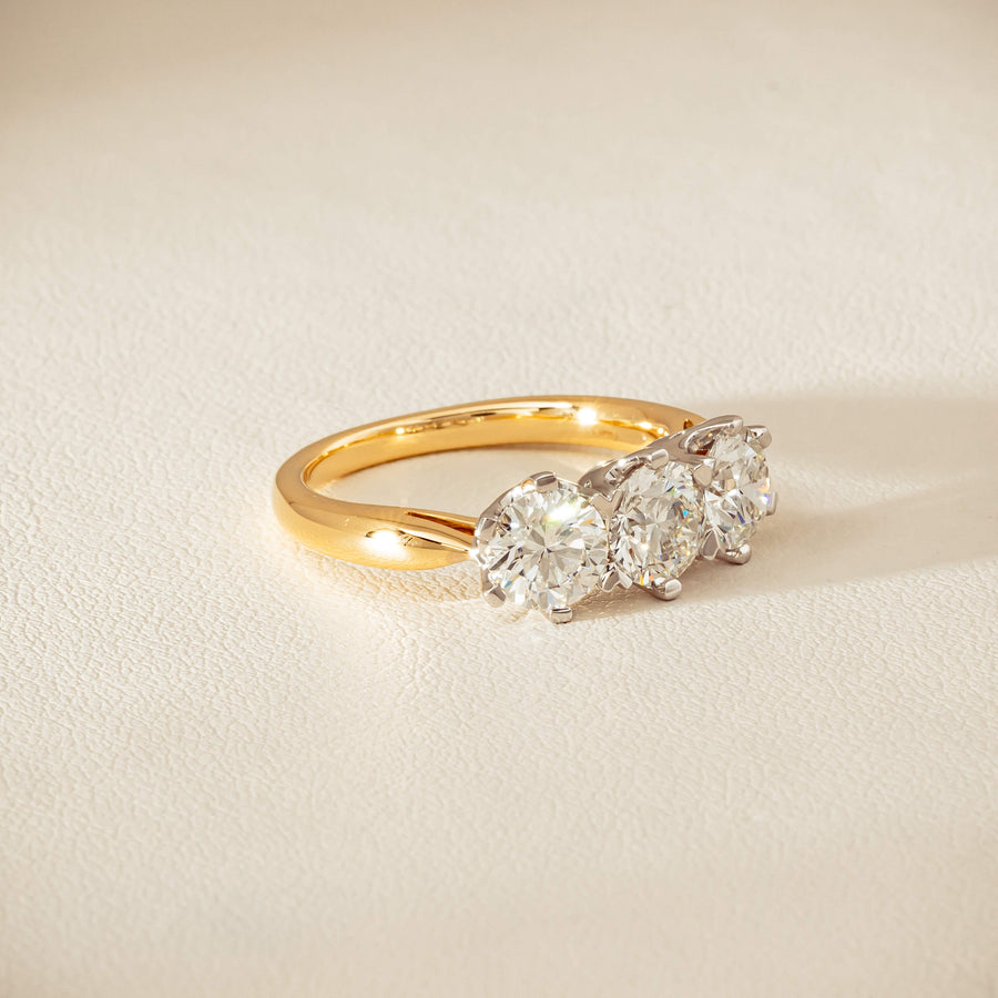 18ct Yellow Gold 2.30ct Diamond Trilogy Ring - Ring - Walker & Hall