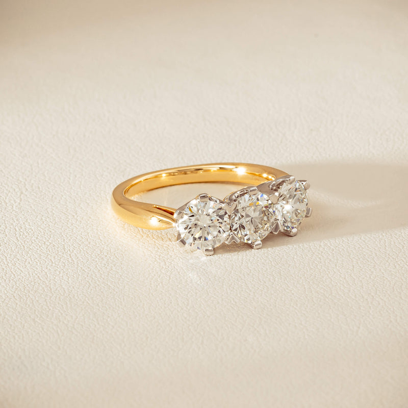 18ct Yellow Gold 2.30ct Diamond Trilogy Ring - Ring - Walker & Hall