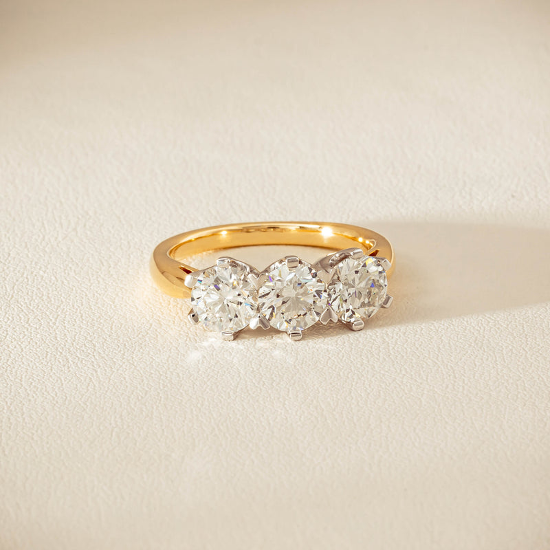 18ct Yellow Gold 2.30ct Diamond Trilogy Ring - Ring - Walker & Hall