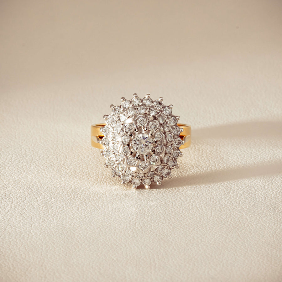 Deja Vu 18ct Yellow Gold 1.20ct Diamond Cluster Ring