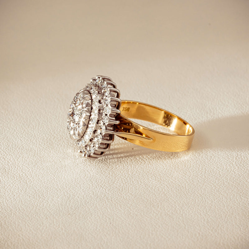Deja Vu 18ct Yellow Gold 1.20ct Diamond Cluster Ring