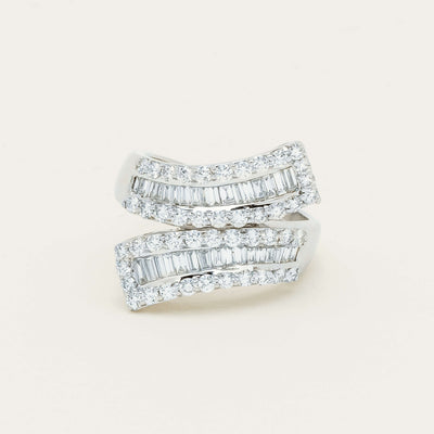 Deja Vu 18ct White Gold 1.80ct Diamond Crossover Ring