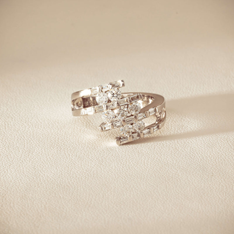 Deja Vu 18ct White Gold 1.50ct Diamond Crossover Ring - Ring - Walker & Hall