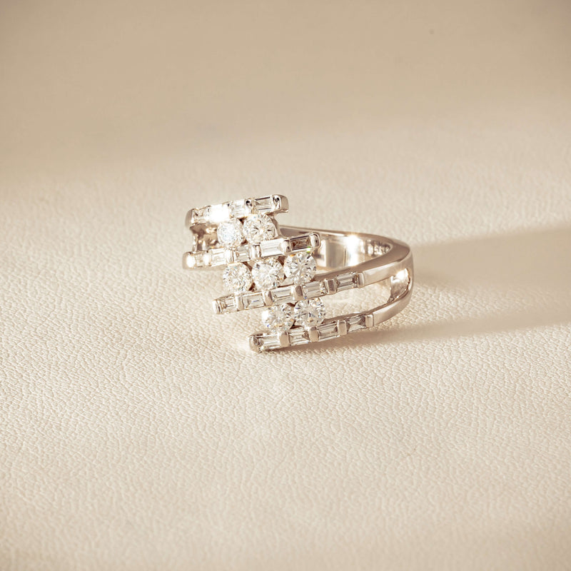 Deja Vu 18ct White Gold 1.50ct Diamond Crossover Ring - Ring - Walker & Hall
