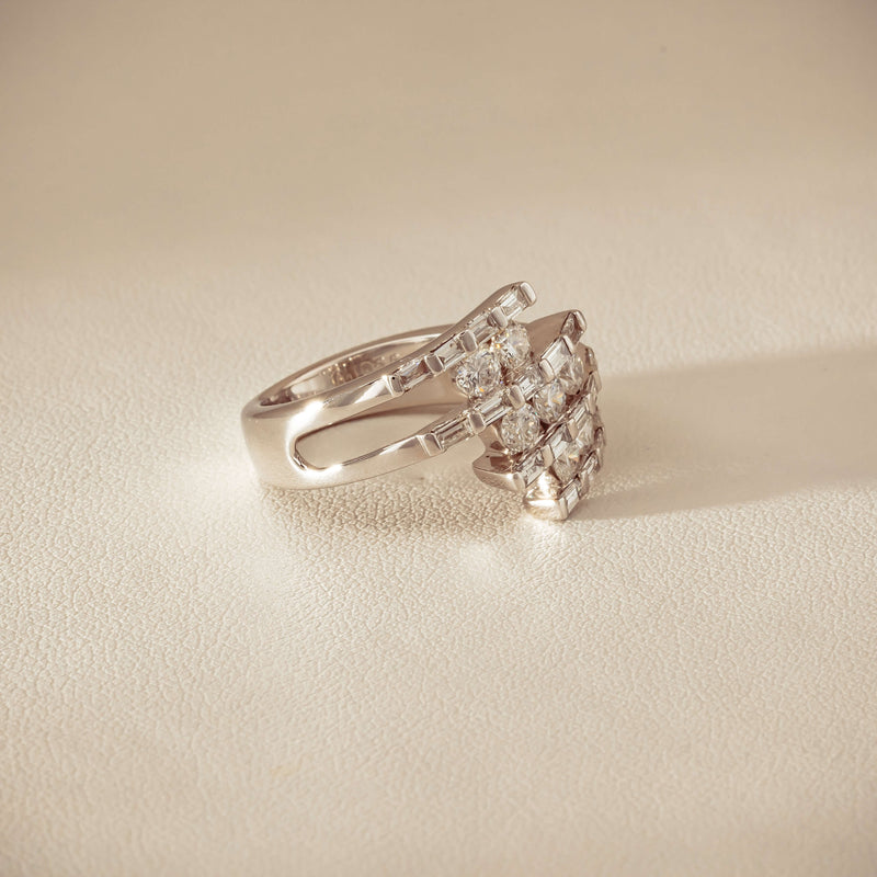 Deja Vu 18ct White Gold 1.50ct Diamond Crossover Ring - Ring - Walker & Hall