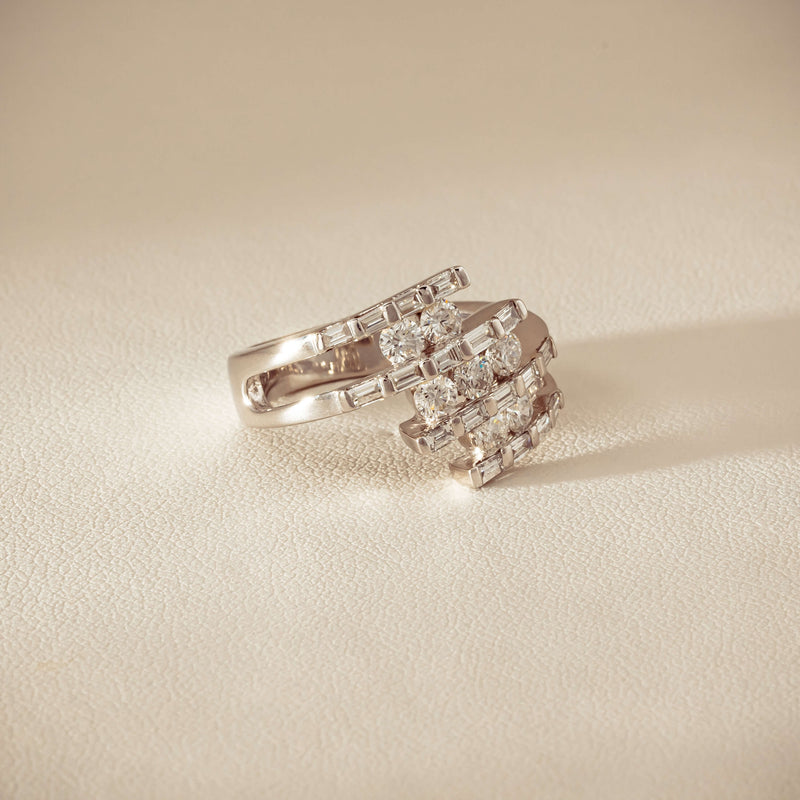 Deja Vu 18ct White Gold 1.50ct Diamond Crossover Ring - Ring - Walker & Hall