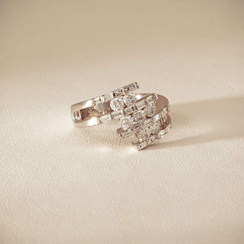 Deja Vu 18ct White Gold 1.50ct Diamond Crossover Ring - Ring - Walker & Hall