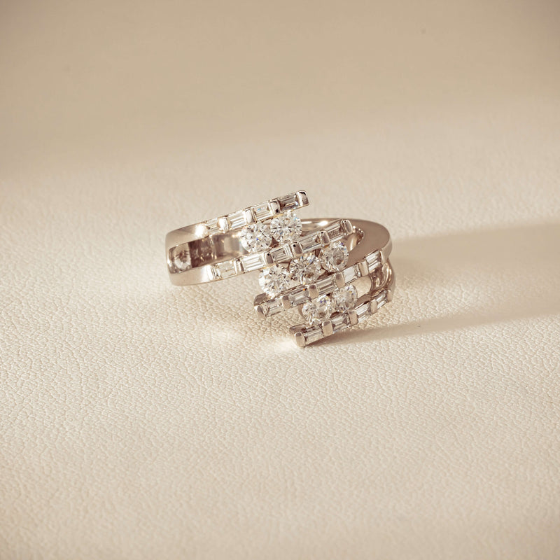Deja Vu 18ct White Gold 1.50ct Diamond Crossover Ring - Ring - Walker & Hall
