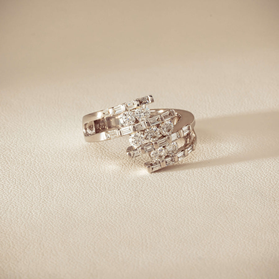 Deja Vu 18ct White Gold 1.50ct Diamond Crossover Ring - Ring - Walker & Hall