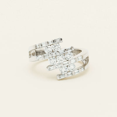 Deja Vu 18ct White Gold 1.50ct Diamond Crossover Ring - Ring - Walker & Hall