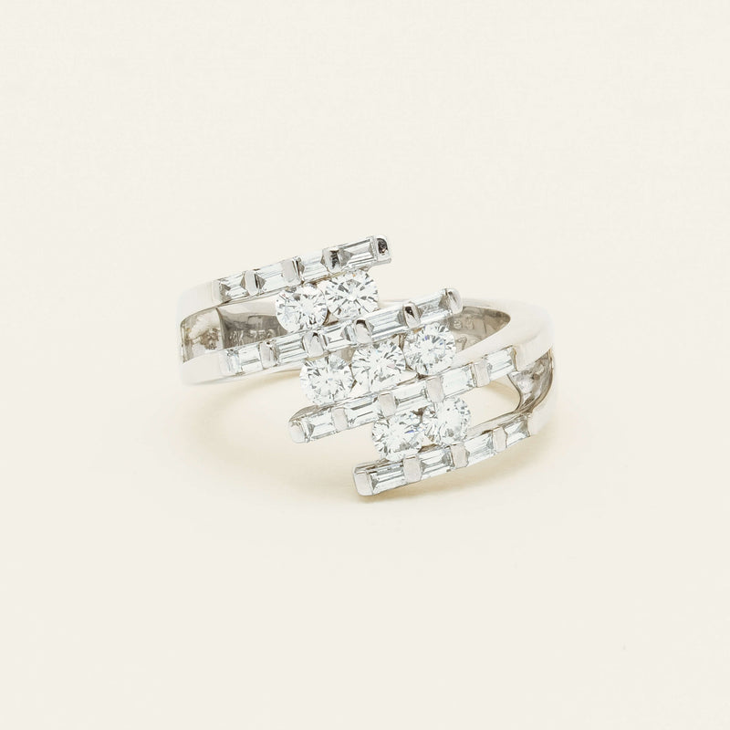 Deja Vu 18ct White Gold 1.50ct Diamond Crossover Ring - Ring - Walker & Hall