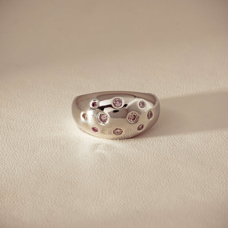 Deja Vu Platinum .46ct Pink Diamond Dome Ring