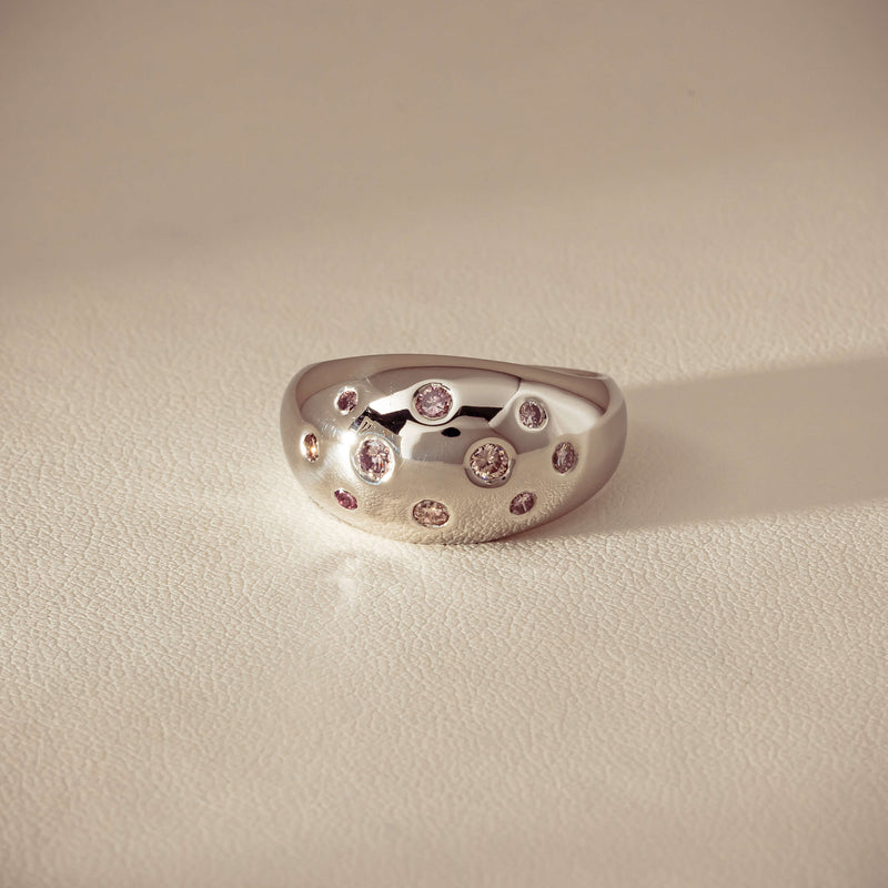 Deja Vu Platinum .46ct Pink Diamond Dome Ring