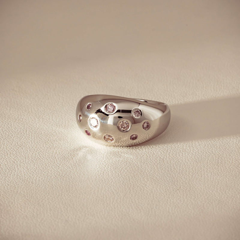 Deja Vu Platinum .46ct Pink Diamond Dome Ring