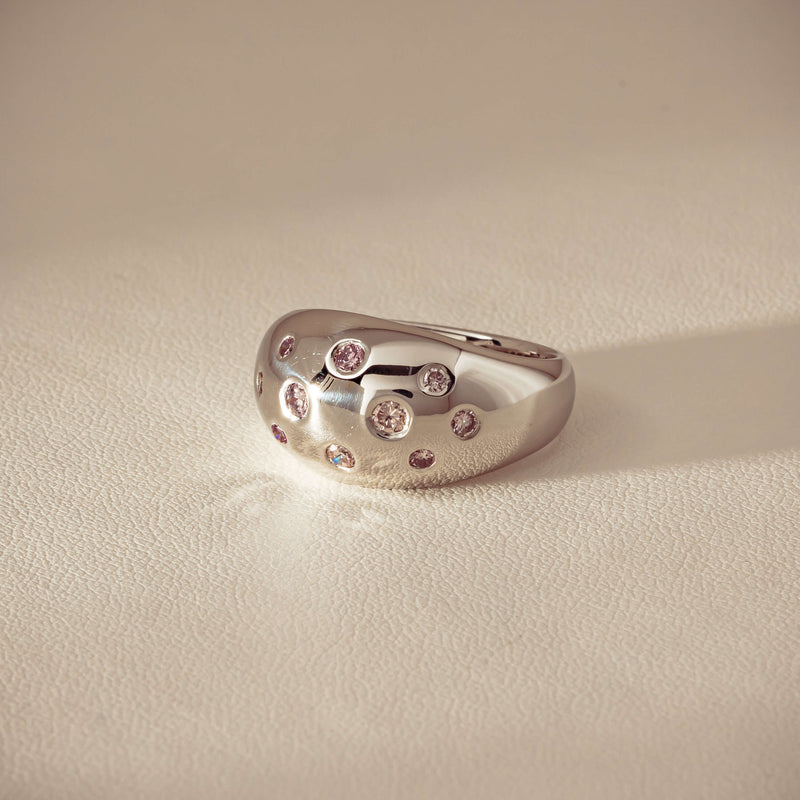 Deja Vu Platinum .46ct Pink Diamond Dome Ring