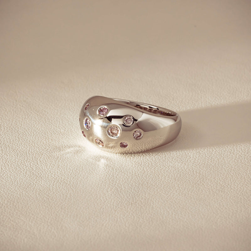 Deja Vu Platinum .46ct Pink Diamond Dome Ring