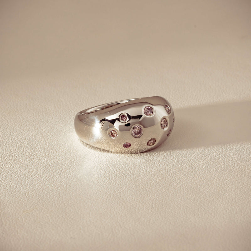 Deja Vu Platinum .46ct Pink Diamond Dome Ring