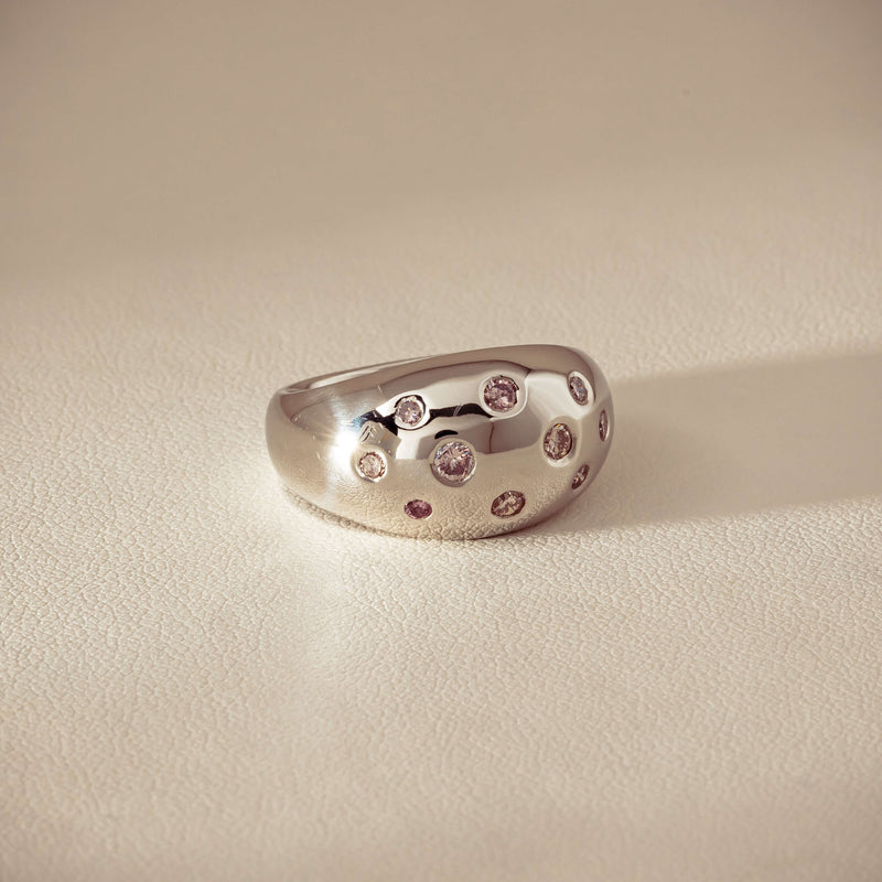 Deja Vu Platinum .46ct Pink Diamond Dome Ring