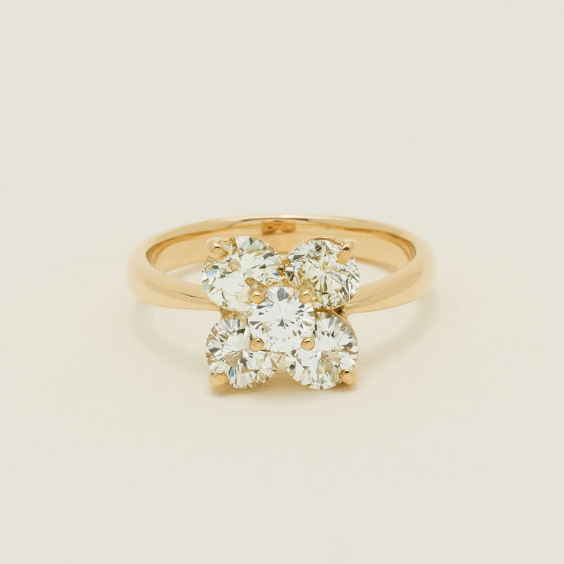 Deja Vu 18ct Yellow Gold 2.01ct Diamond Floral Cluster Ring