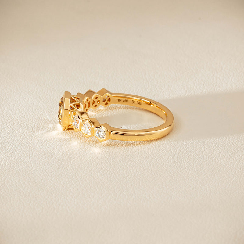 18ct Yellow Gold 1.28ct Octagonal Cognac Diamond Ring