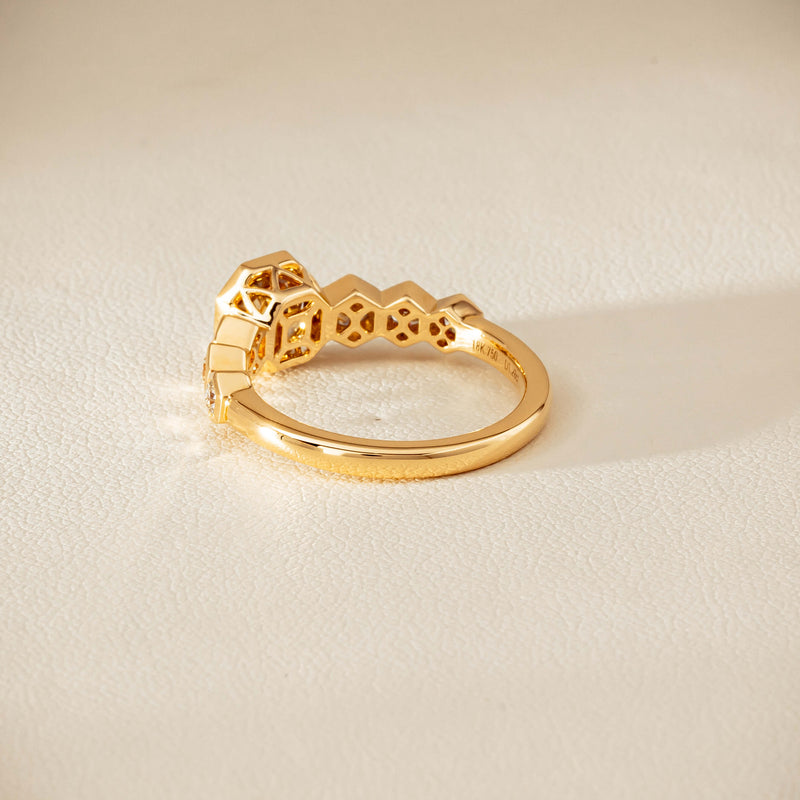 18ct Yellow Gold 1.28ct Octagonal Cognac Diamond Ring