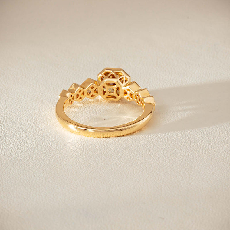18ct Yellow Gold 1.28ct Octagonal Cognac Diamond Ring