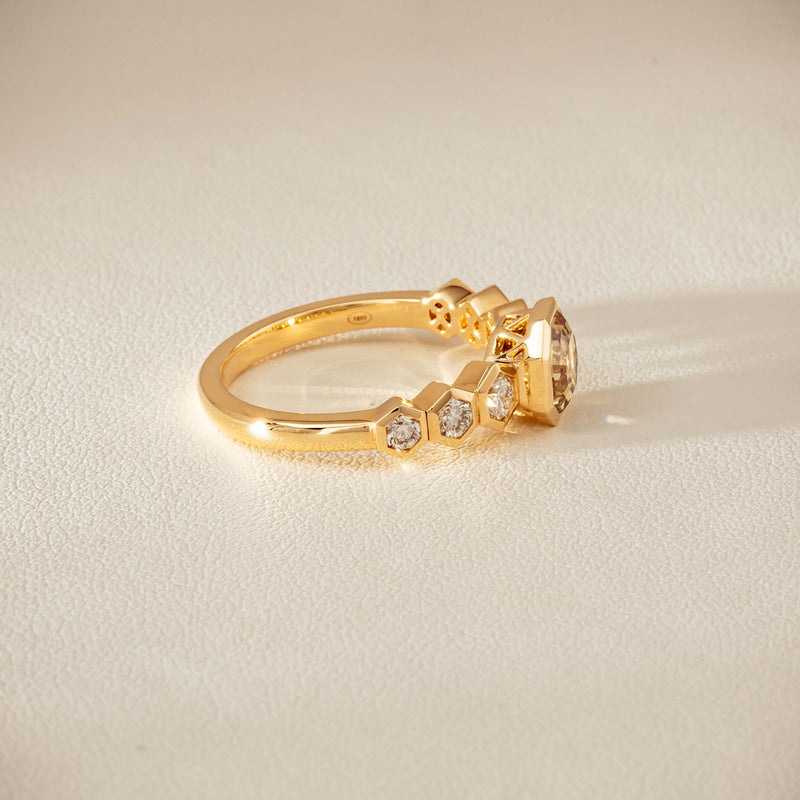 18ct Yellow Gold 1.28ct Octagonal Cognac Diamond Ring