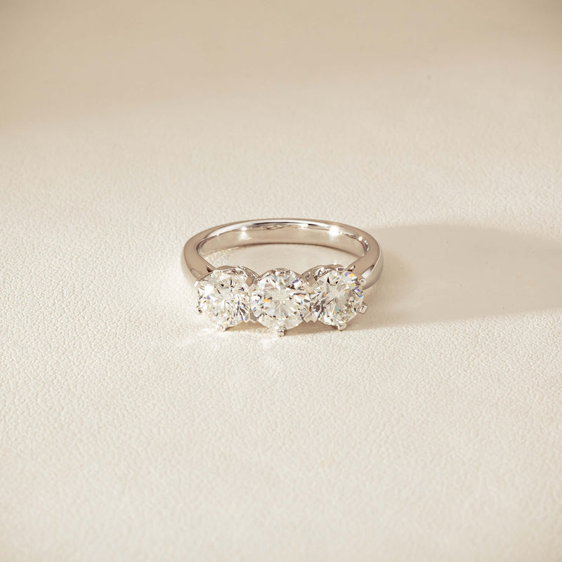 18ct White Gold 2.22ct Diamond Trilogy Ring - Ring - Walker & Hall