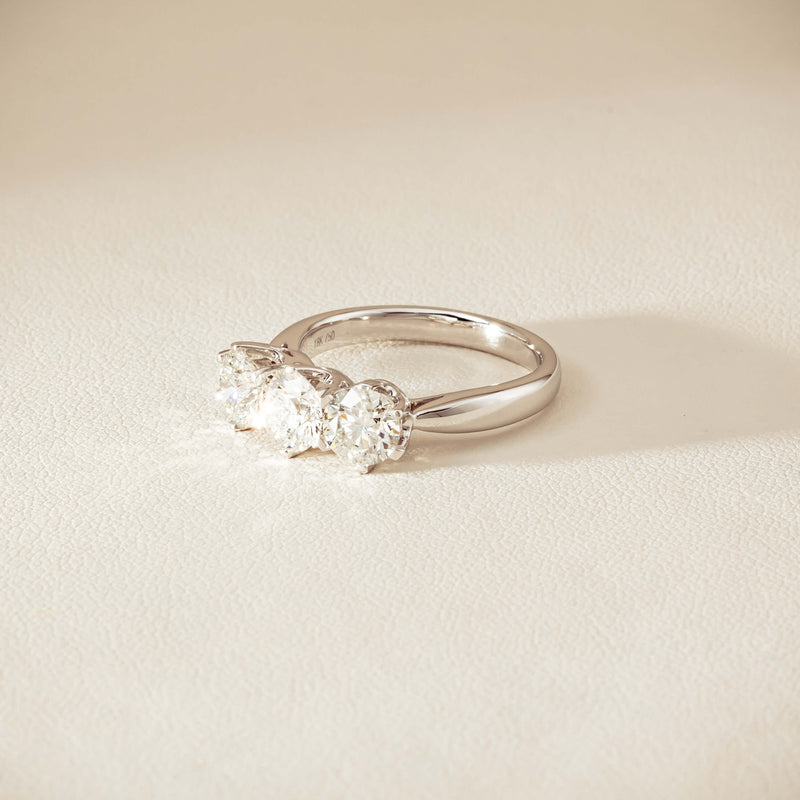 18ct White Gold 2.22ct Diamond Trilogy Ring - Ring - Walker & Hall