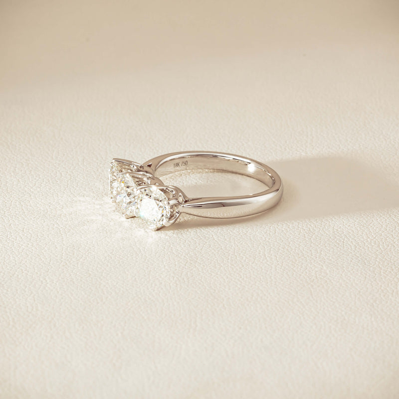18ct White Gold 2.22ct Diamond Trilogy Ring - Ring - Walker & Hall
