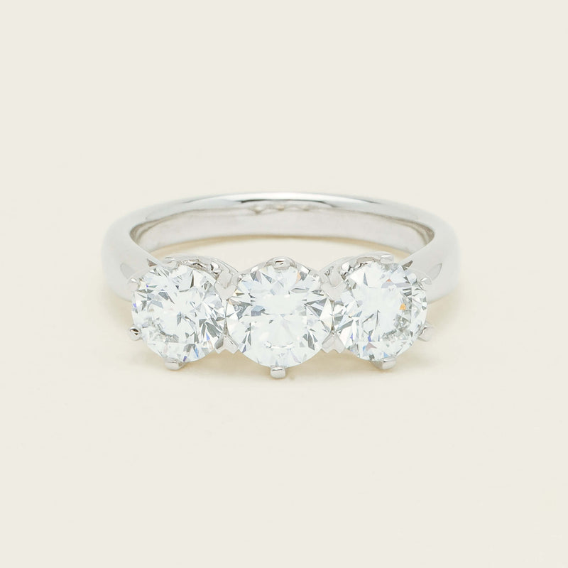 18ct White Gold 2.22ct Diamond Trilogy Ring - Ring - Walker & Hall