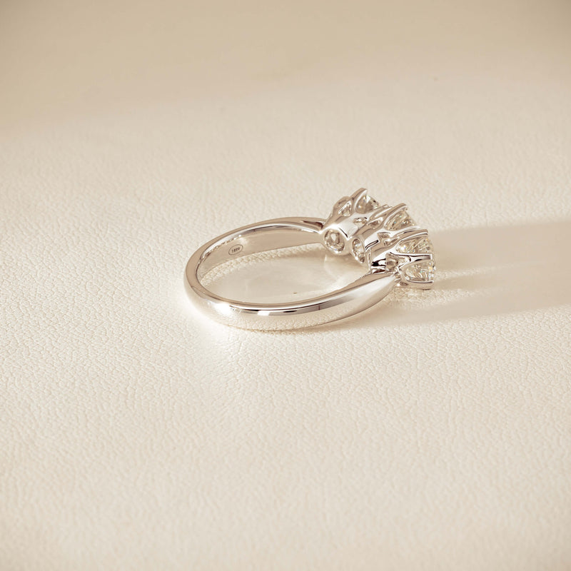 18ct White Gold 2.22ct Diamond Trilogy Ring - Ring - Walker & Hall
