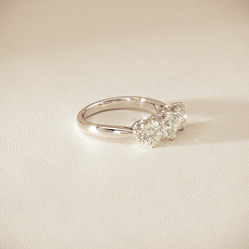 18ct White Gold 2.22ct Diamond Trilogy Ring - Ring - Walker & Hall