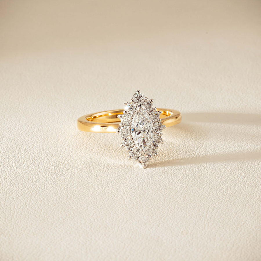 18ct Yellow Gold .57ct Marquise-Cut Diamond Belle Ring