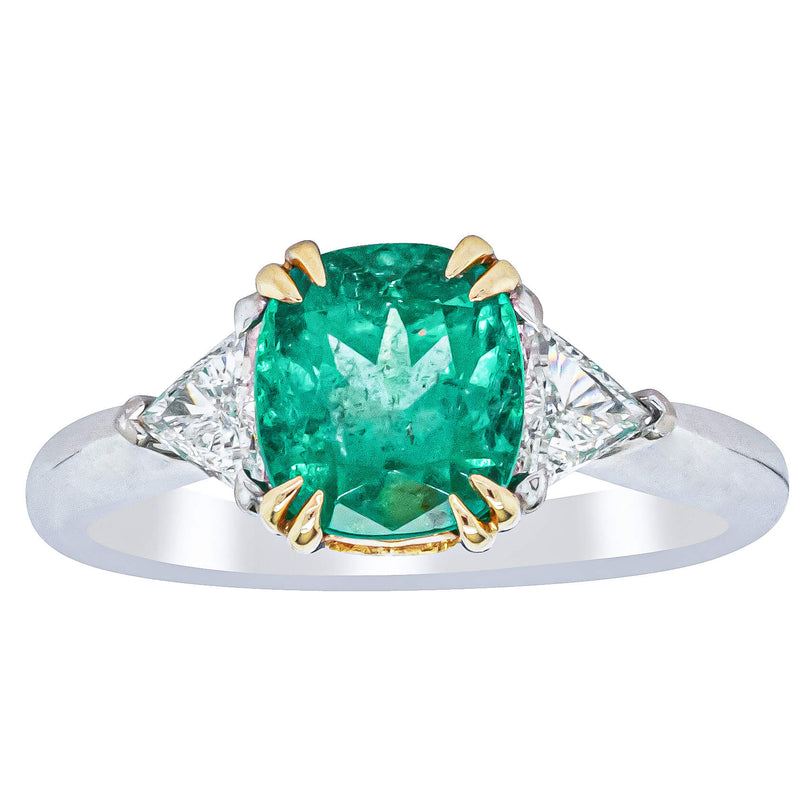 18ct White & Yellow Gold 1.78ct Emerald & Diamond Ring-Ring-Walker & Hall