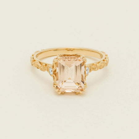 18ct Yellow Gold Morganite & Diamond Romanov Ring - Ring - Walker & Hall