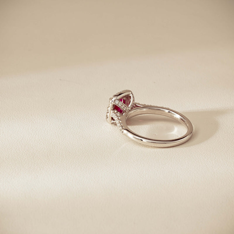 18ct White Gold 1.47ct Oval Ruby & Diamond Manhattan Ring - Ring - Walker & Hall