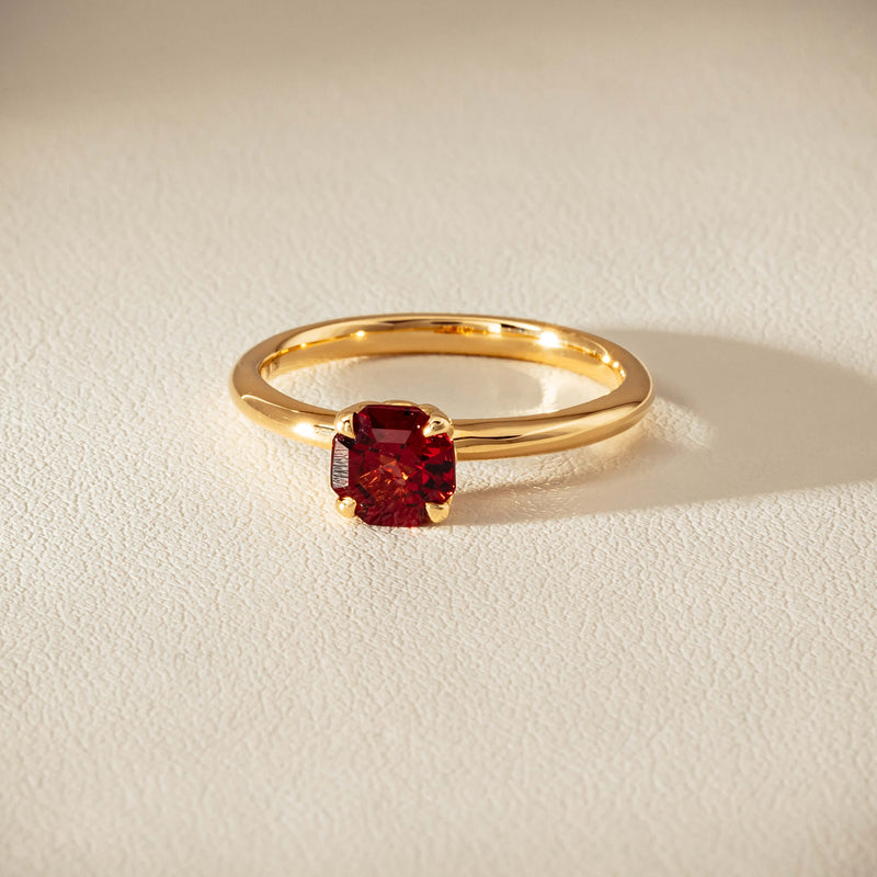 18ct Yellow Gold Garnet Mini Octavia Ring - Ring - Walker & Hall