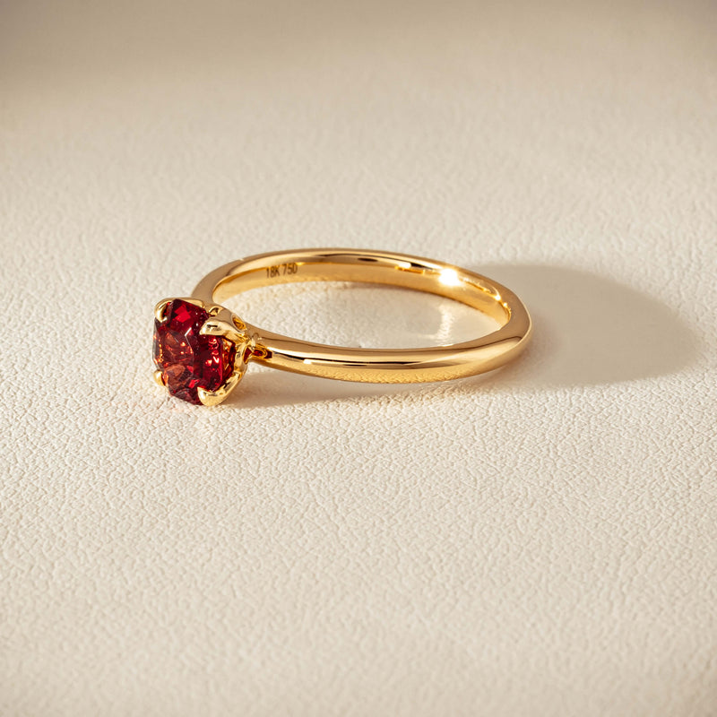 18ct Yellow Gold Garnet Mini Octavia Ring - Ring - Walker & Hall