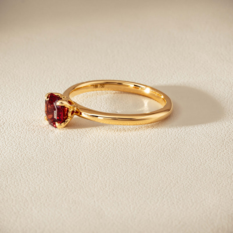 18ct Yellow Gold Garnet Mini Octavia Ring - Ring - Walker & Hall