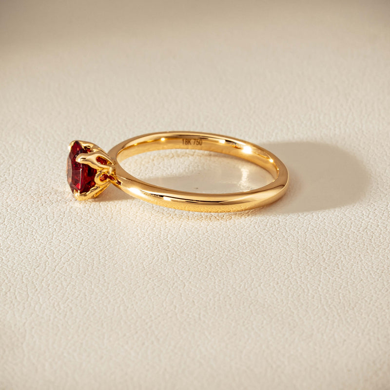 18ct Yellow Gold Garnet Mini Octavia Ring - Ring - Walker & Hall