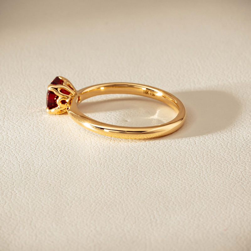 18ct Yellow Gold Garnet Mini Octavia Ring - Ring - Walker & Hall