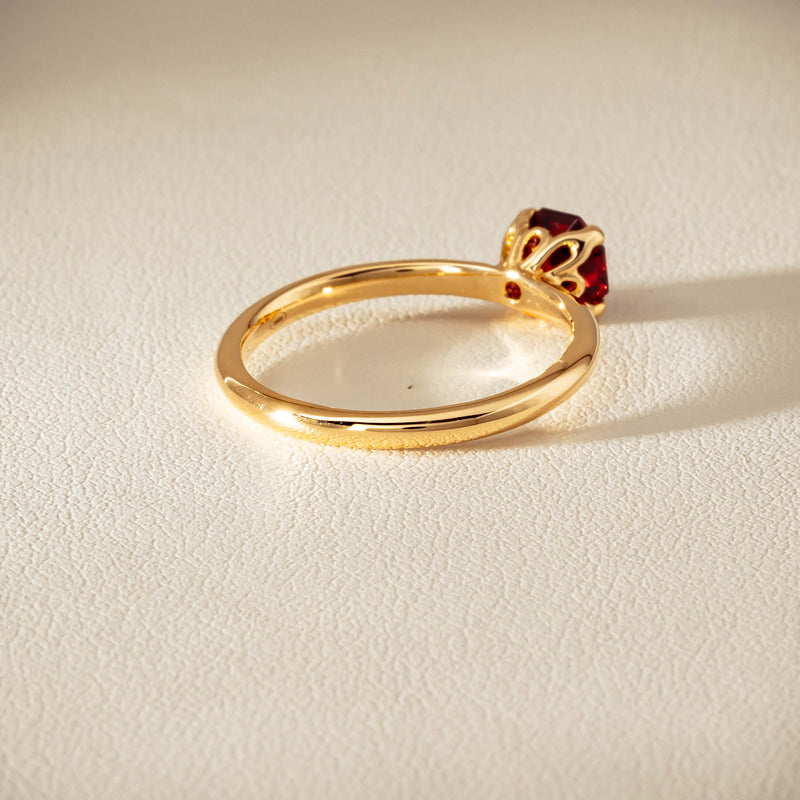 18ct Yellow Gold Garnet Mini Octavia Ring - Ring - Walker & Hall
