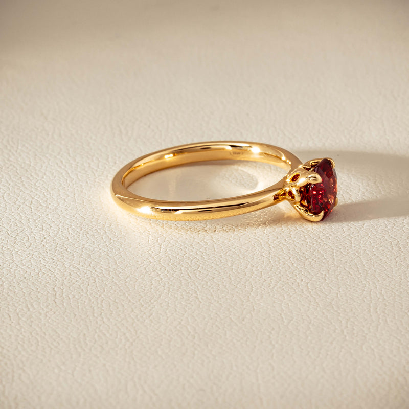 18ct Yellow Gold Garnet Mini Octavia Ring - Ring - Walker & Hall