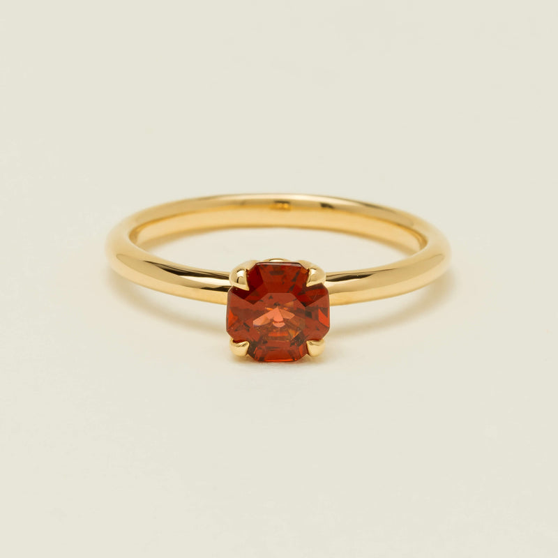 18ct Yellow Gold Garnet Mini Octavia Ring - Ring - Walker & Hall