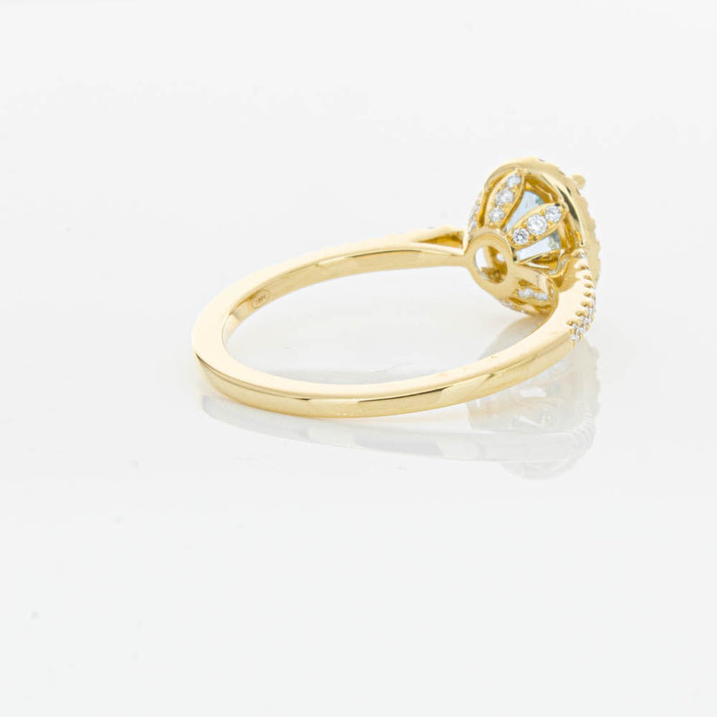 18ct Yellow Gold Aquamarine & Diamond Mini Sierra Ring-Ring-Walker & Hall